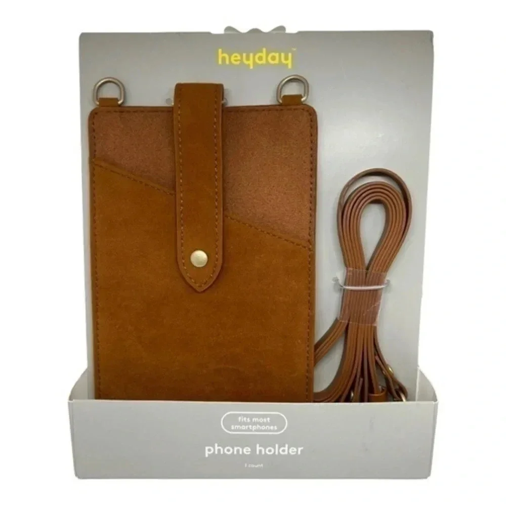 Heyday Phone Holder Crossbody Brown Faux‎ Leather New​​​